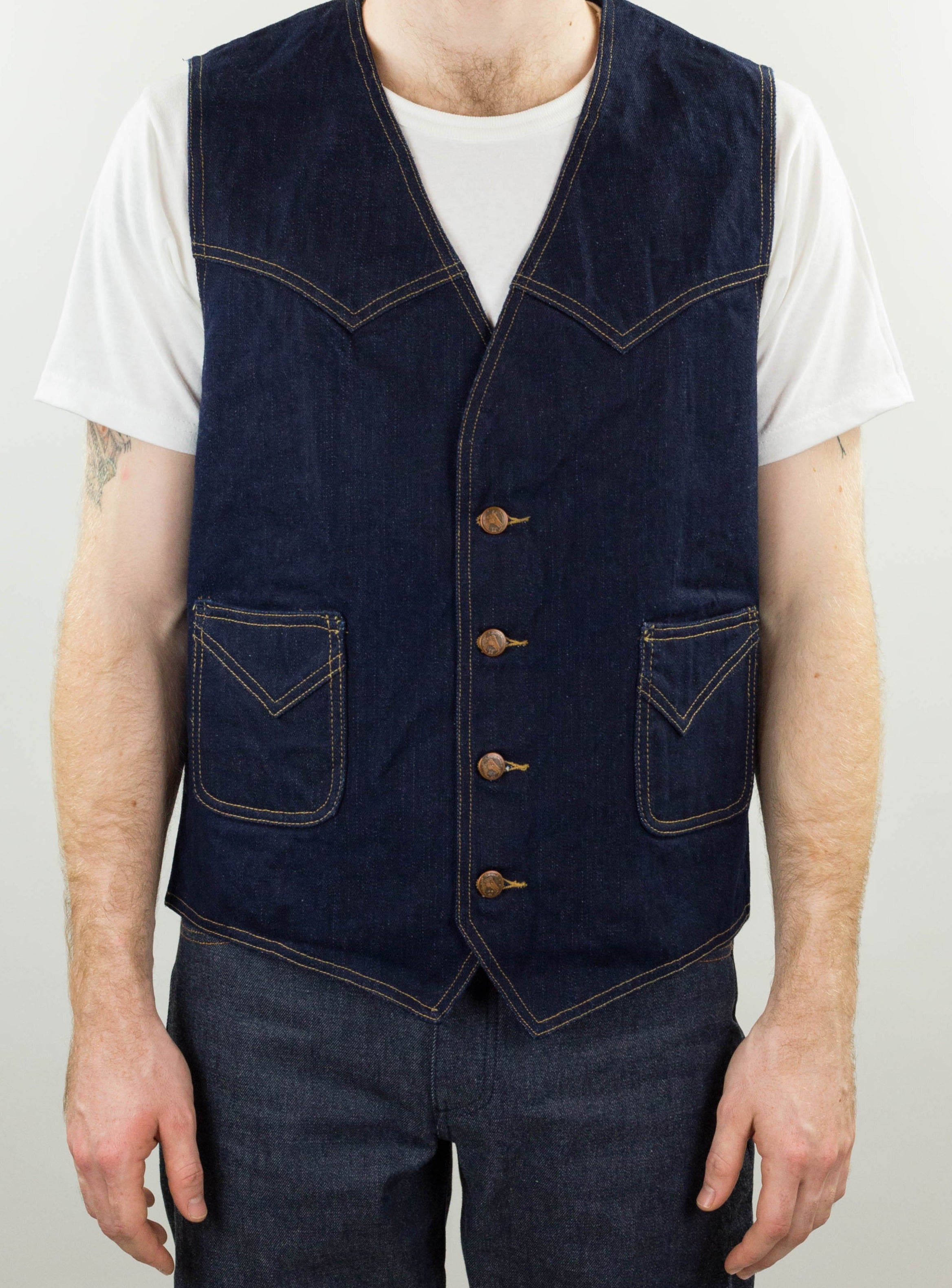 15 oz Yoshiwa Mills Denim Western Vest – Left Field NYC
