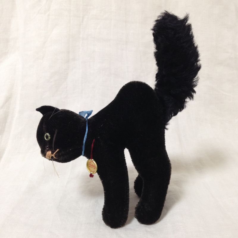 ぬいぐるみ 黒猫 ハーマン Hermann 水色リボン jouet・おもちゃ