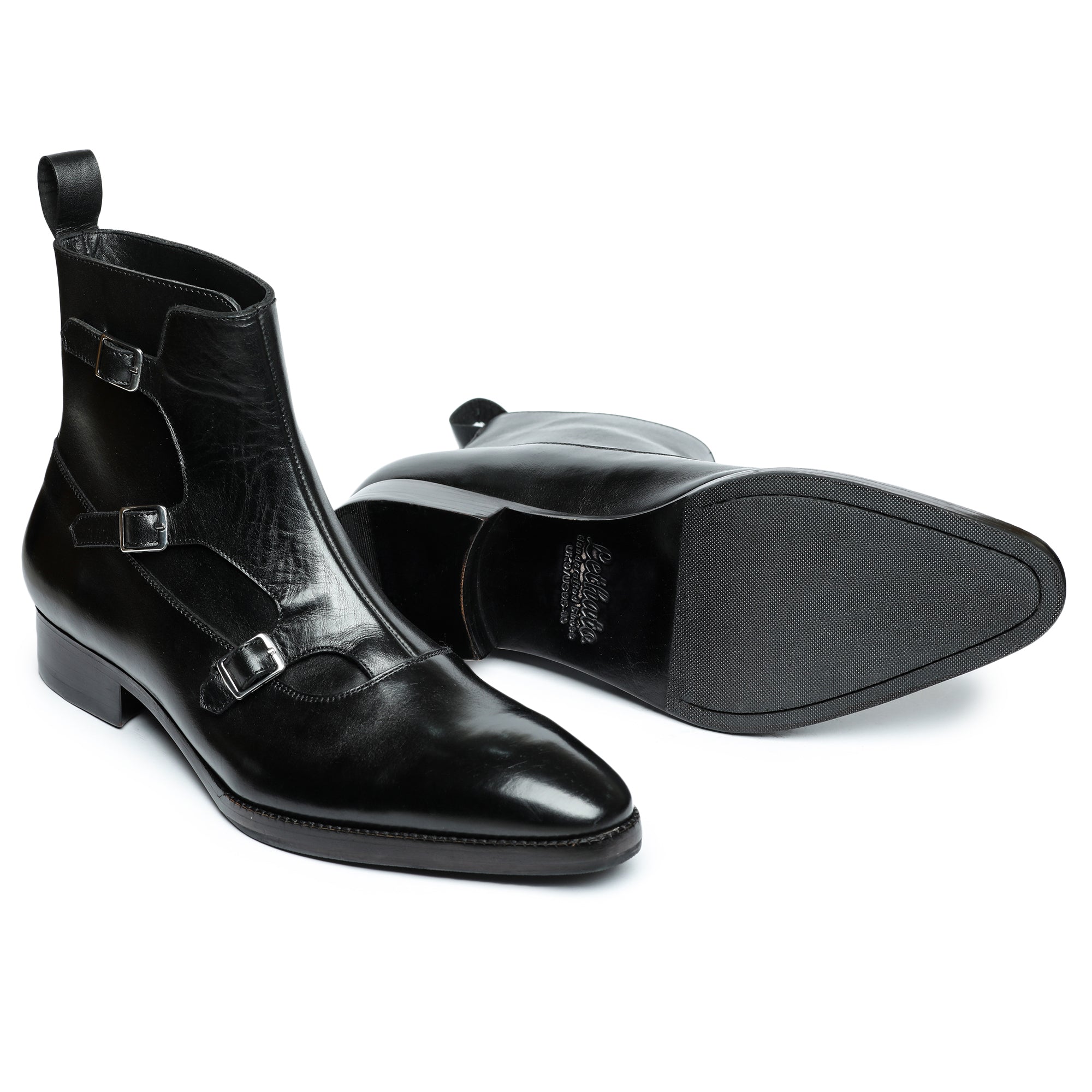 Triple Monk Strap Boots - Black | Lethato