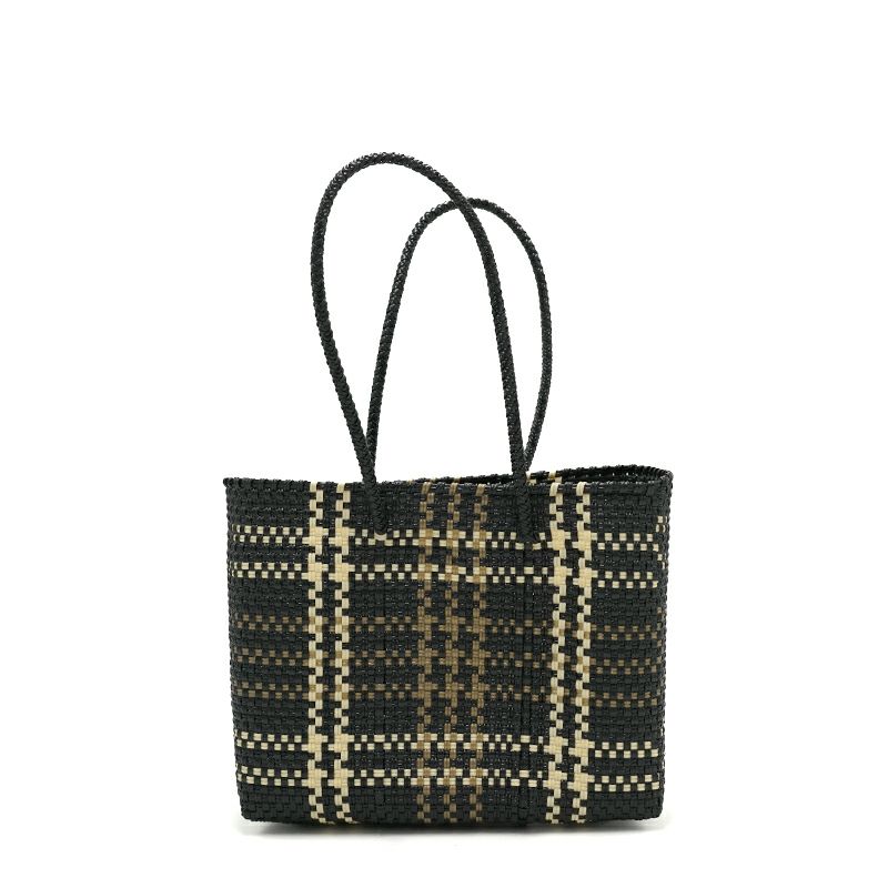 MERCADO BUCKET SLIM STYLE - MINI CHECK - Black / Cream - (LONG