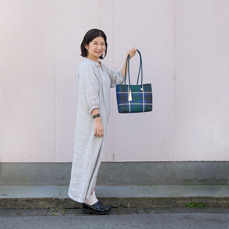 MERCADO BAG - Letra×hal ORIGINAL CHECK - Dark Green / Navy / Cream