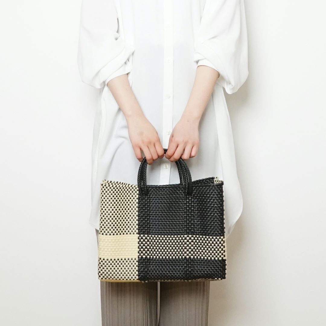 MERCADO BAG - CROSS LINE - SHORT STYLE - Black / Cream (SHORT S