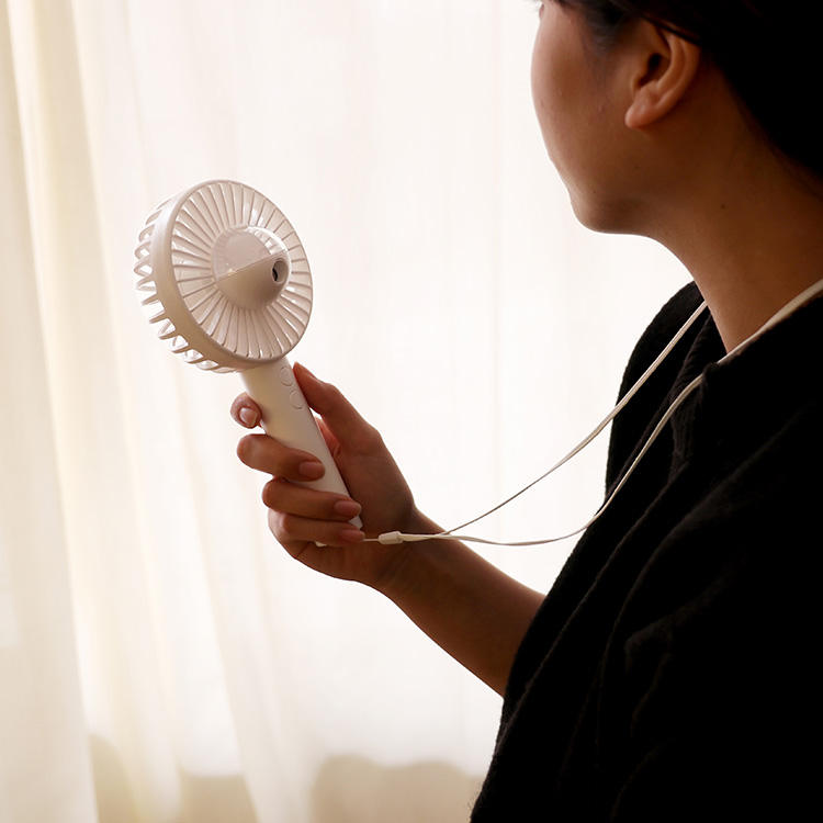 充電式ハンディミストファン ネックストラップ付 MO-F014 | plusmore