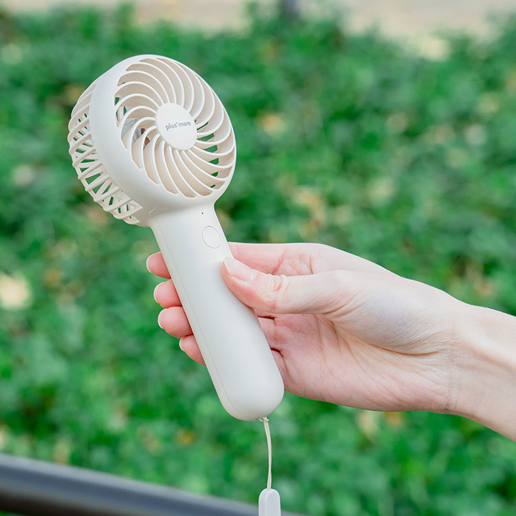 静音ミニハンディファン ネックストラップ＆スタンド付 PBAF001