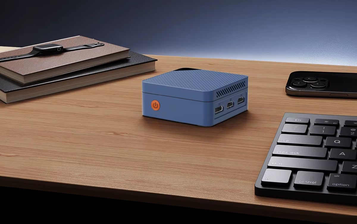 This 3.4 inch mini PC has an Intel N150 processor, 2 LAN ports