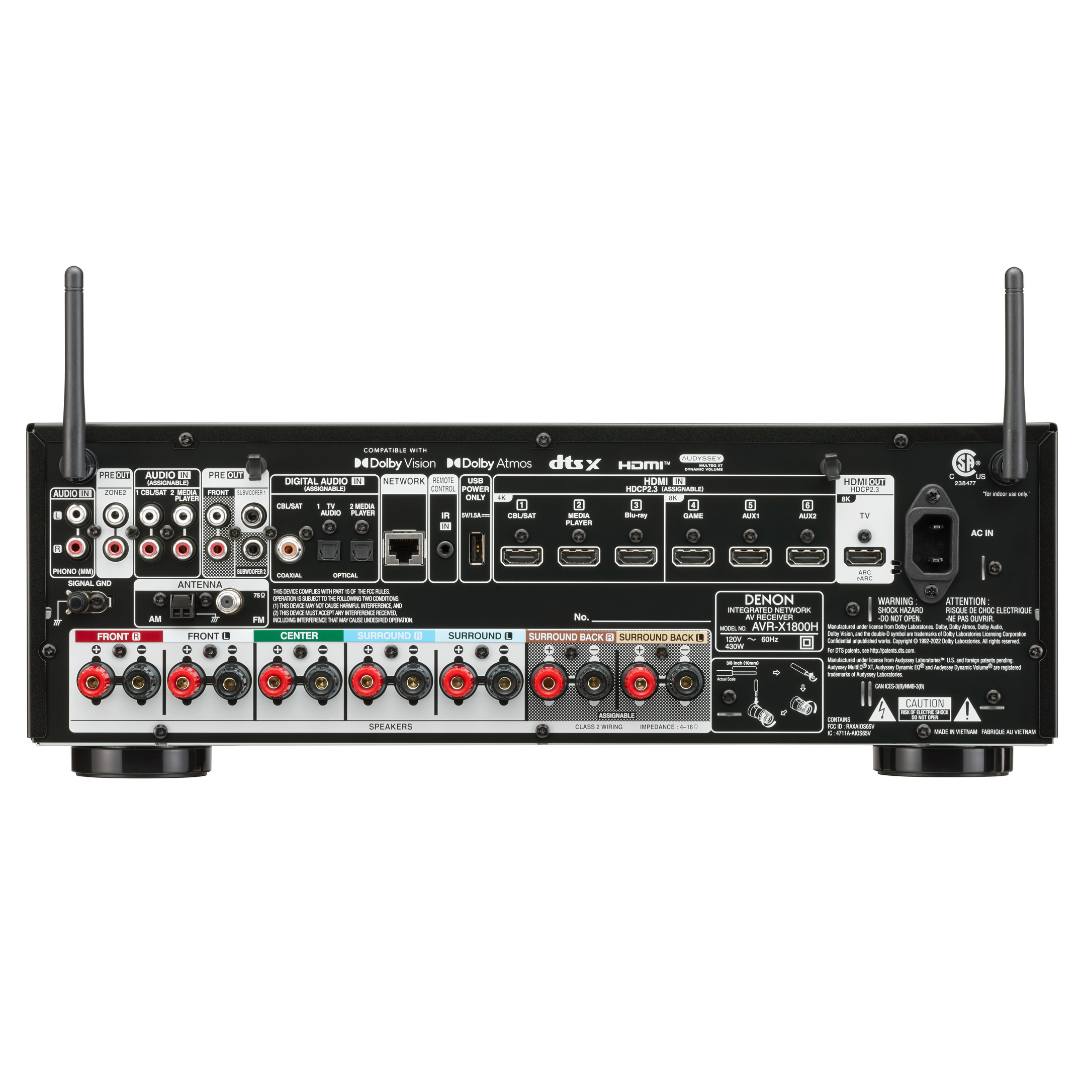 Denon AVR-X1800H 7.2 Ch 8K AV Receiver | ListenUp