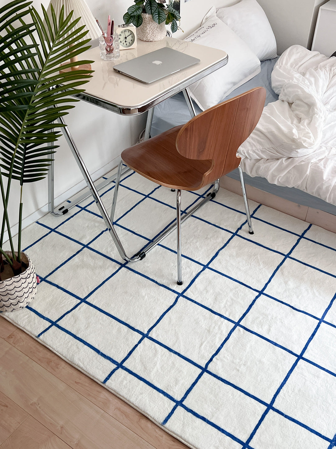 ふわふわグラフチェックラグ カーペット おしゃれ 韓国インテリア