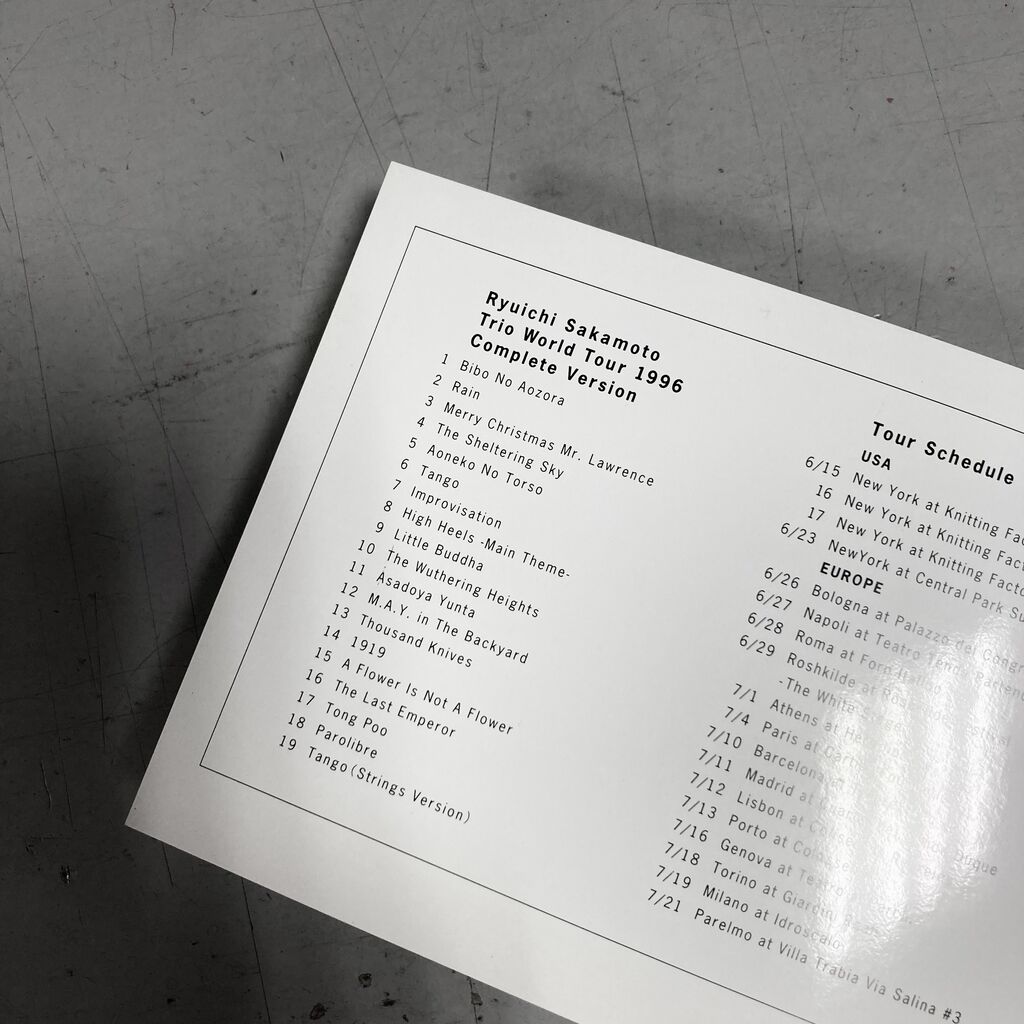 坂本龍一 TRIO WORLD TOUR 1996 COMPLETE VERSION 【 楽譜 VHS