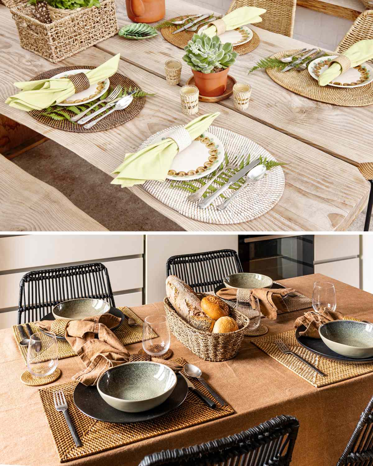 ランチョンマット 4枚セット ラタン プレイスマット ラウンド 円形