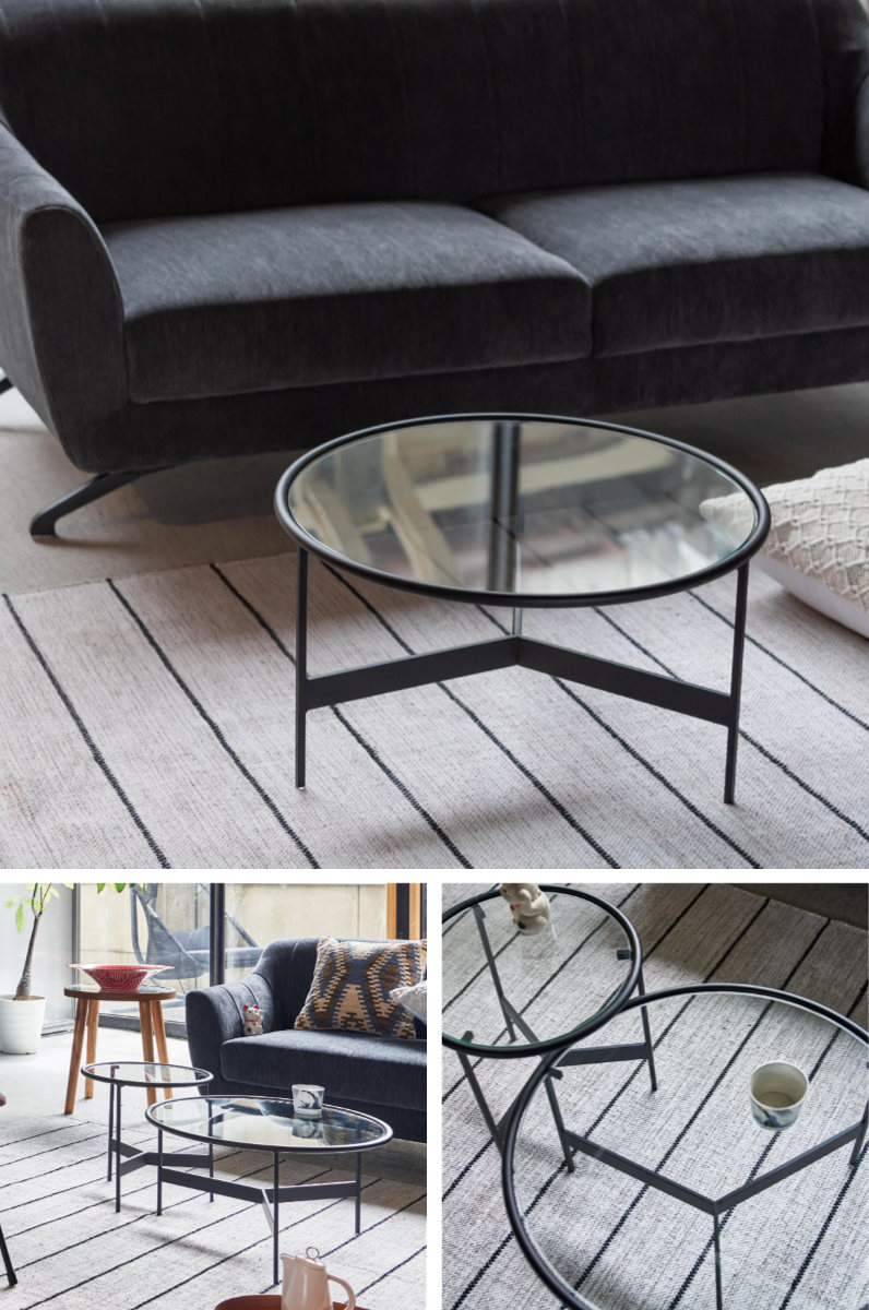 ローテーブル 幅60cm 丸 ガラス （ リビング テーブル ガラステーブル