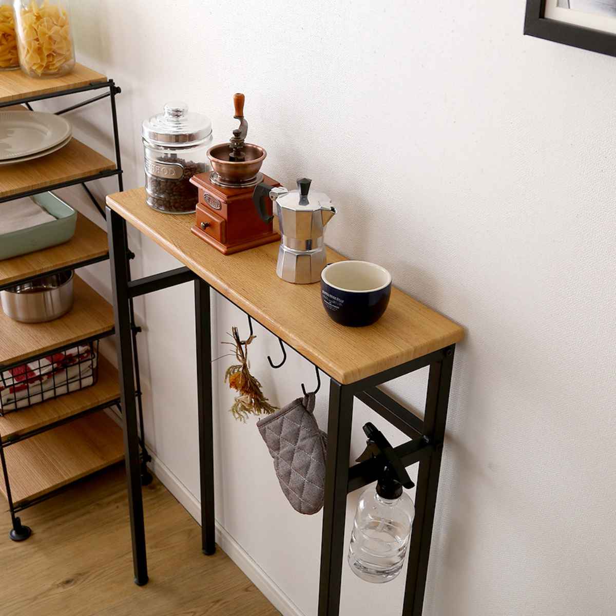 コンソールテーブル 玄関 幅60cm 木目調 ヴィンテージ風 （ 棚 ラック