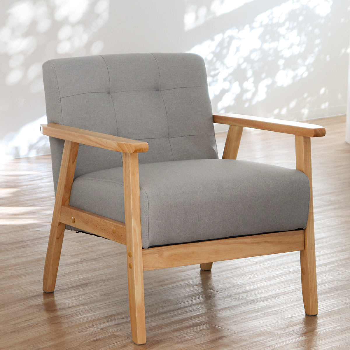 ソファ 一人掛け 幅64.5cm 天然木 肘掛け ファブリック お掃除ロボット