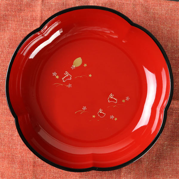 dショッピング |菓子鉢 夢うさぎ 梅型 漆器 器 食器 日本製 （ 菓子