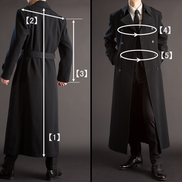 Very long coat for men, black color｜ロングコート くるぶし丈