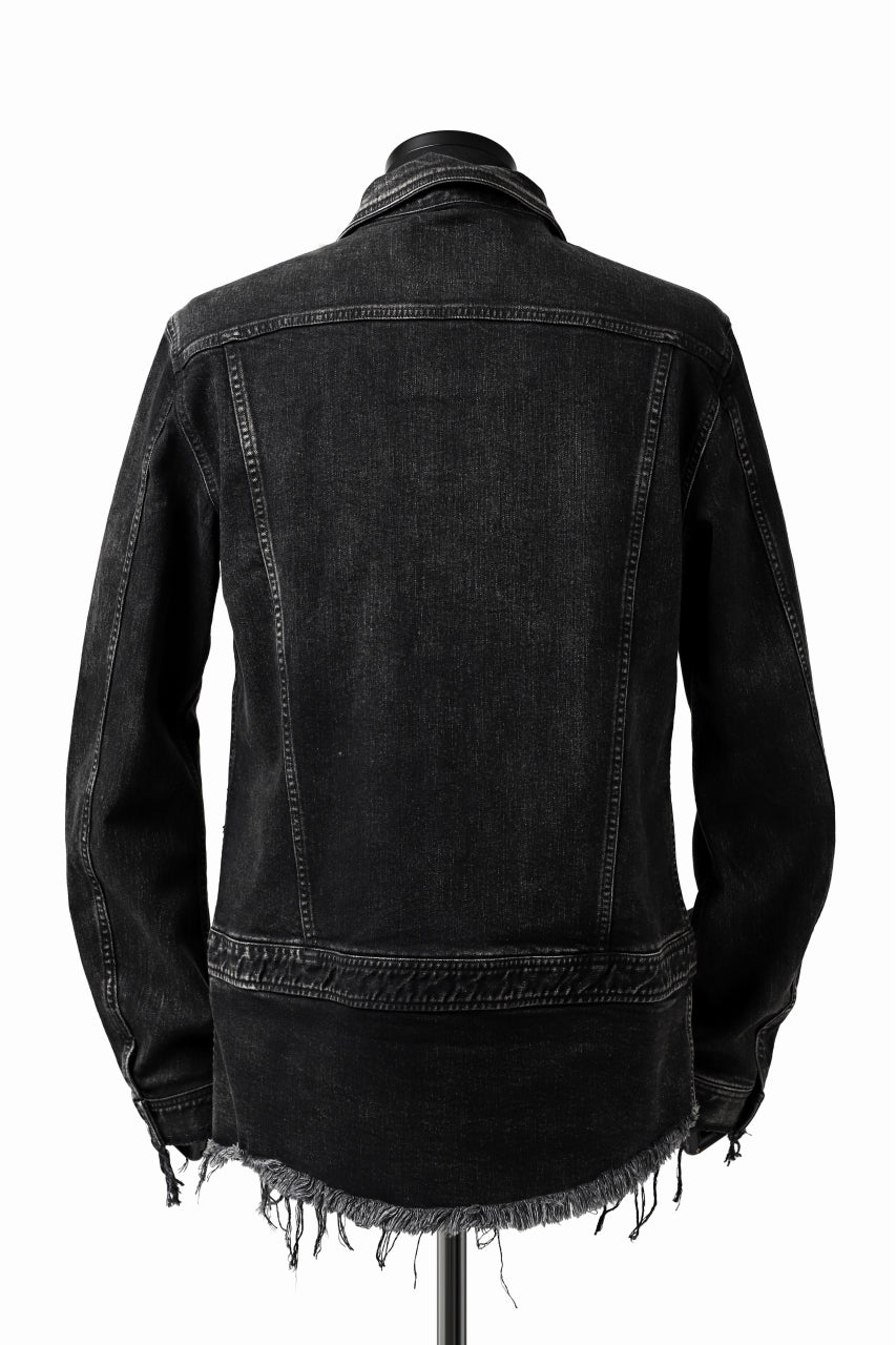ISAMU KATAYAMA BACKLASH TRUCKER DENIM JACKET / SPLASH DYED (BLACK