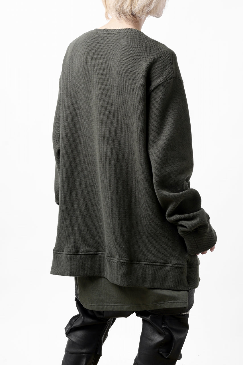 A.F ARTEFACT LAYERED ZIP PULLOVER / COTTON KNIT+JERSEY (KHAKI)の
