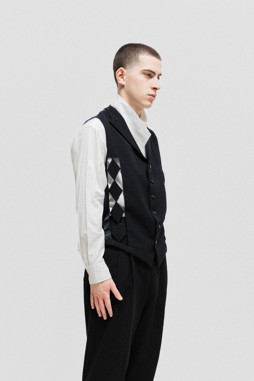 YOHJI YAMAMOTO POUR HOMME - FW93 Wool vest with side cutouts – L