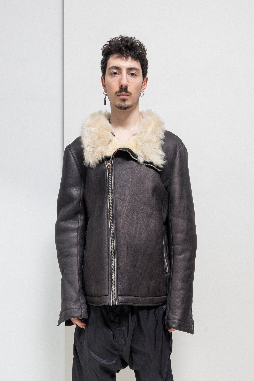 RICK OWENS - FW13 « PLINTH » Shearling lamb leather jacket with