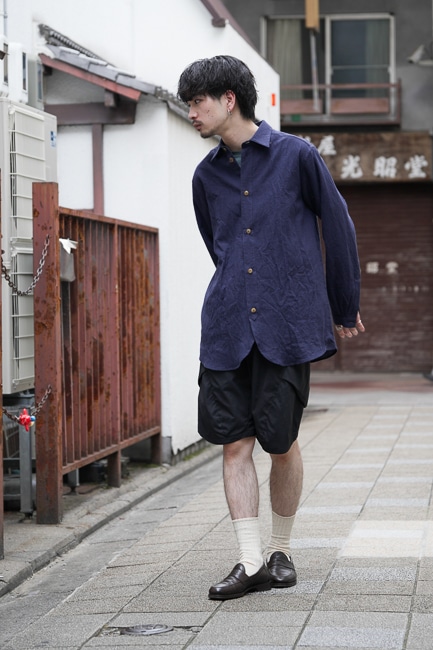 FRANK LEDER [ フランクリーダー ] Striped Linen/Cotton OLD STYLE SHIRT