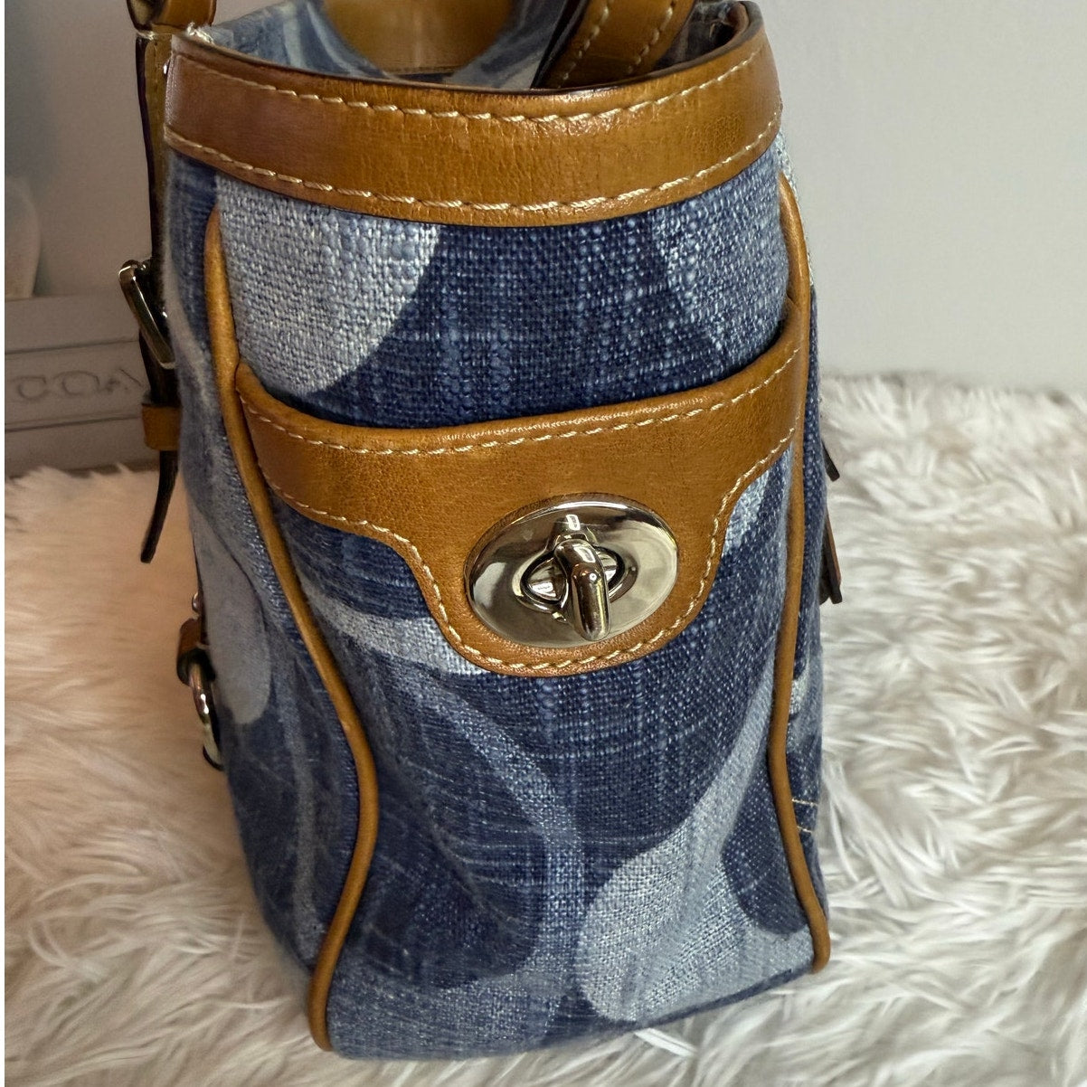 Coach y2k Denim Signature 'C' East West Gallery Tote Bag #F13810