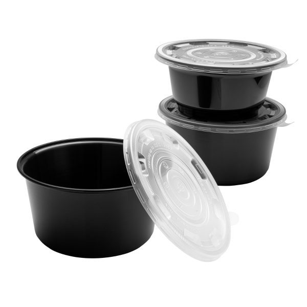 300 ct] 48 oz Disposable Bowls | Black | Injection Molded PP | 179
