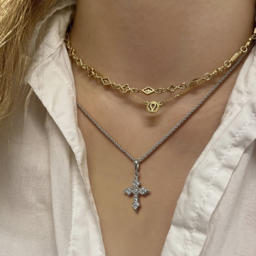 MINI GOTHIC CROSS NECKLACE 18k White Gold / DIAMONDS NECKLACE