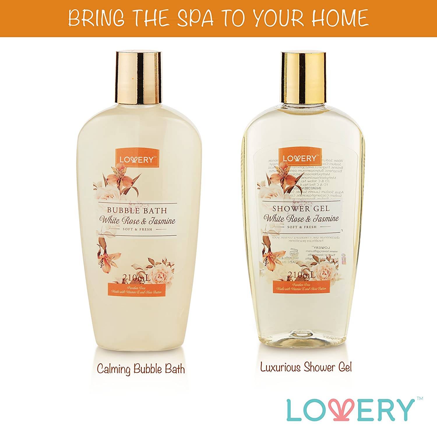 White Rose & Jasmine Home Bath Set - 11Pc Body Care Kit – Lovery