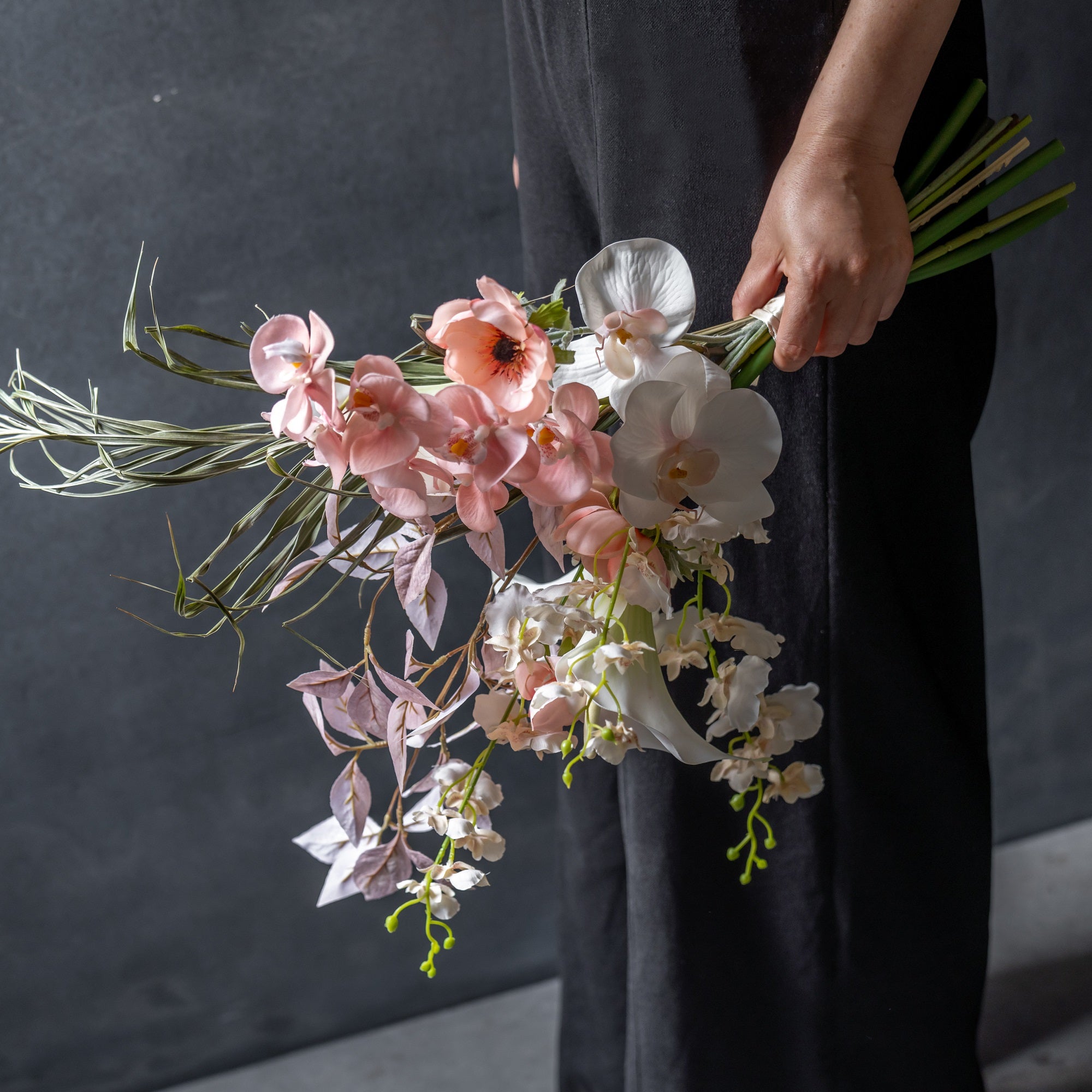 アーティフィシャルフラワー ホワイト×ピンクのナチュラルブーケ