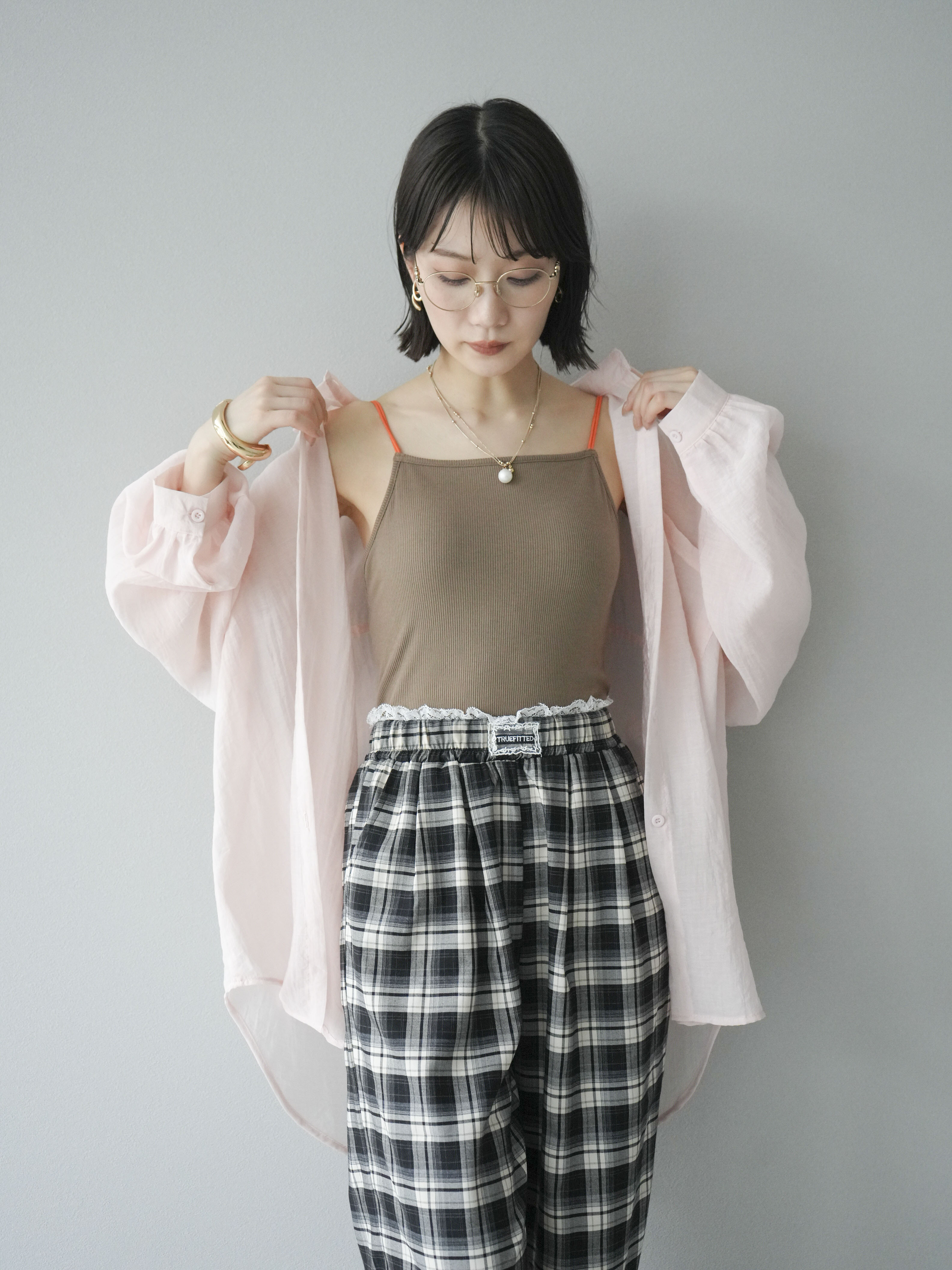 SET]バイカラーストラップカップ付キャミソール+バイカラーストラップ