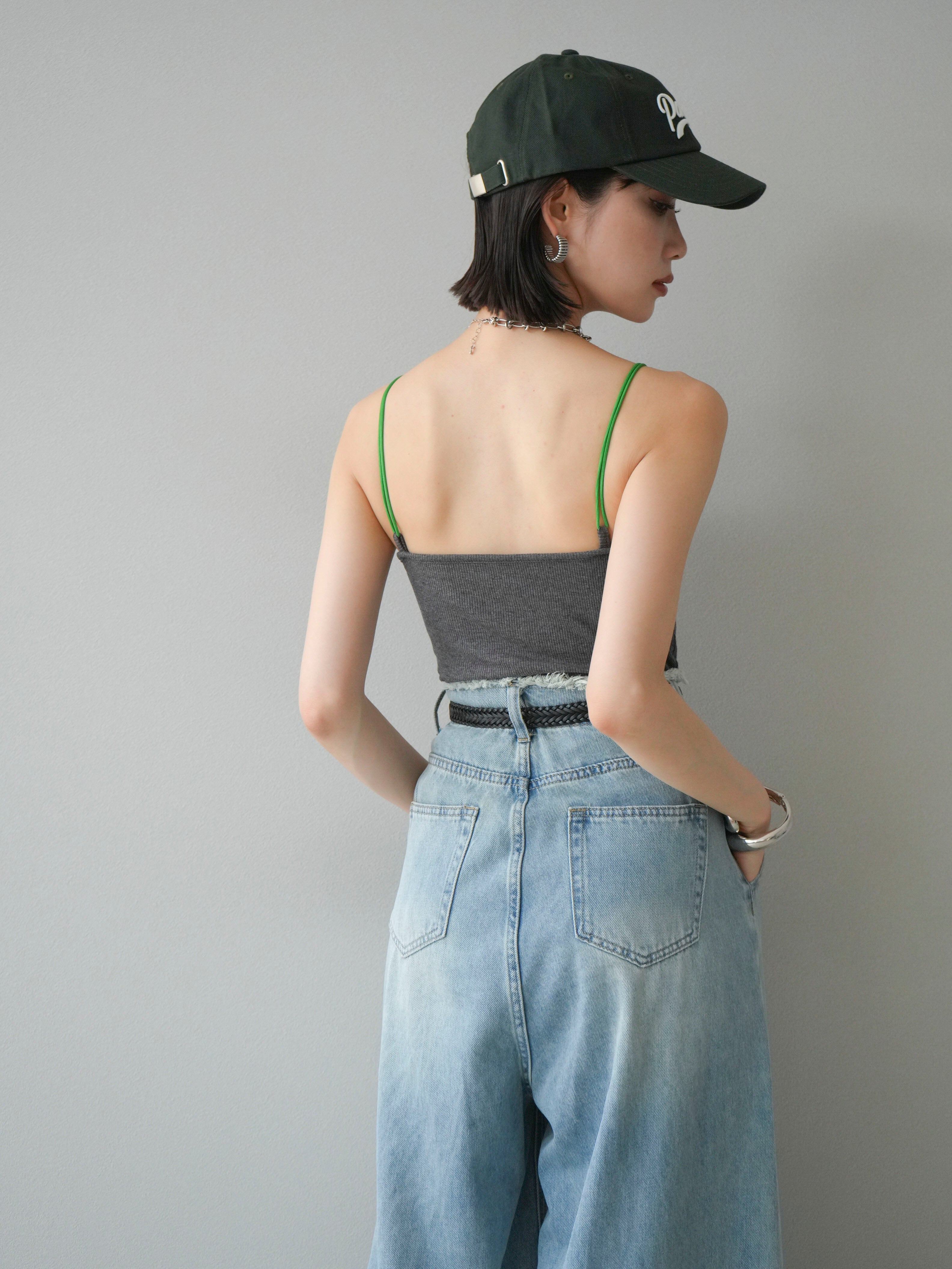 予約]バイカラーストラップカップ付キャミソール/グレー – Lumier