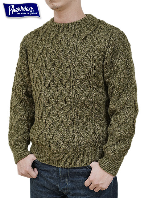 PHERROW'S ケーブルニットセーター L ベージュ PHERROW'S フェローズ