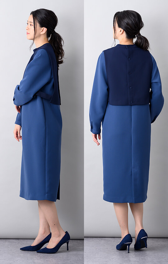 ジレ付きワンピース ママスーツ レディース 入園式 入学式 卒園式 卒業