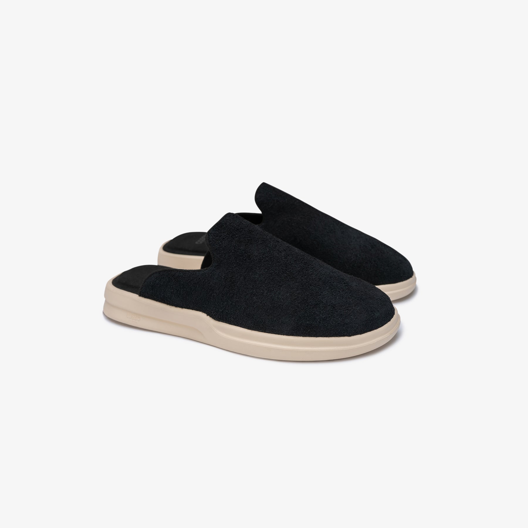 Pelli - Jet Black Hairy Suede / Shortbread