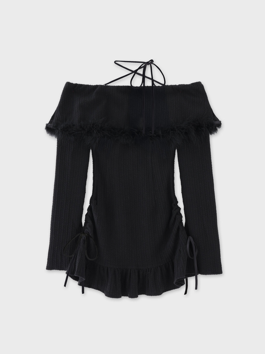 Feather off the shoulder lost mini onepiece(eme10817) – M me eme