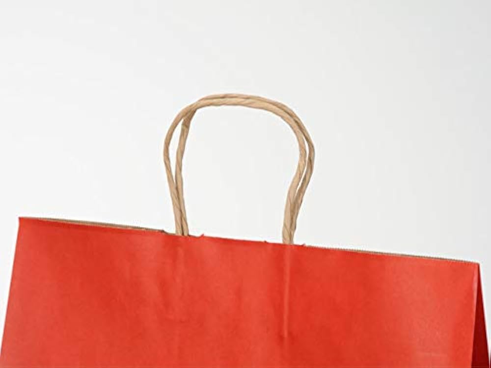 Amazon | 紙袋 手提げ クラフト 大容量 赤 H500×W380×D150mm 100枚入り