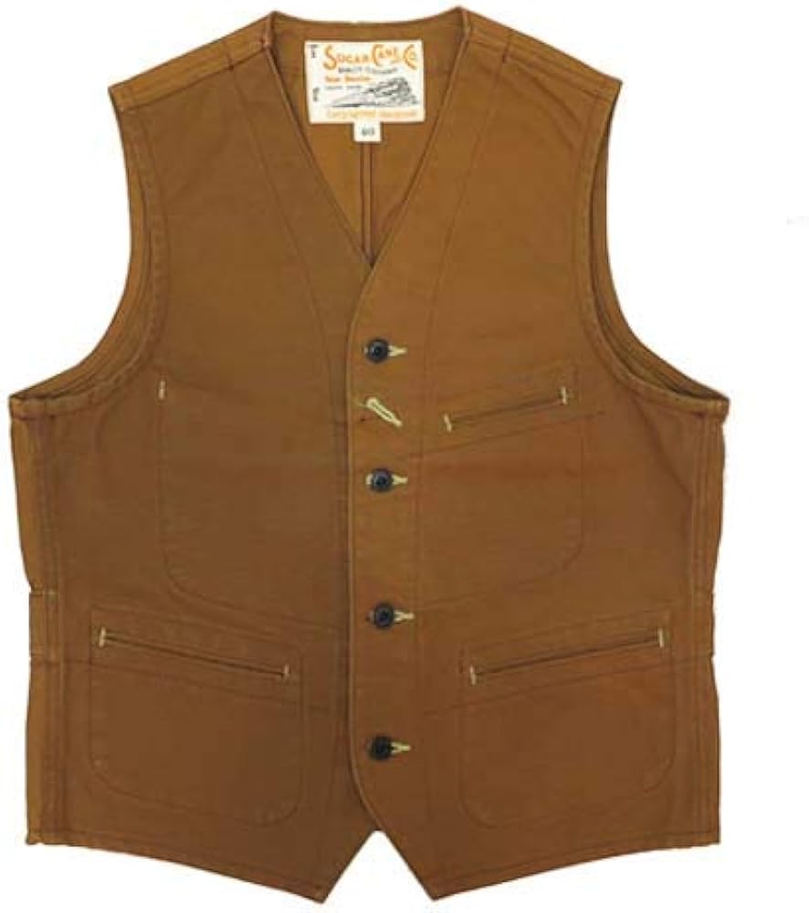 Amazon.co.jp: SUGAR CANE 13oz Brown Duck Work Vest BROWN DUCK VEST