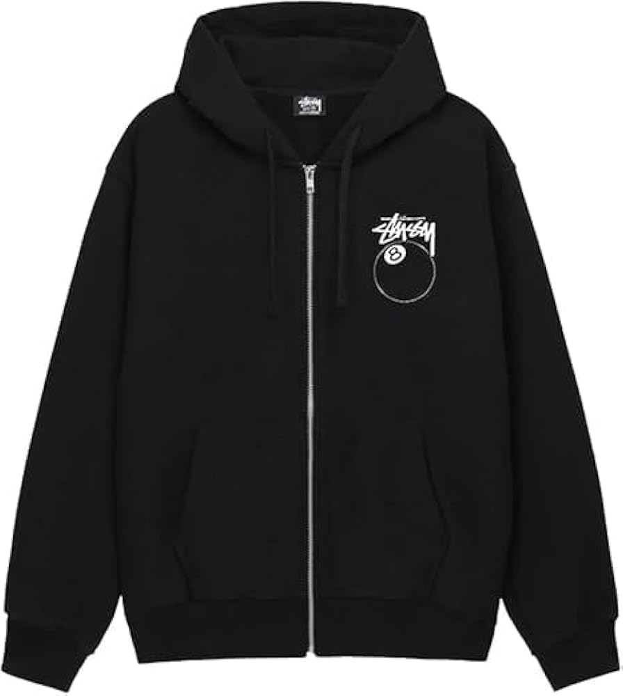 Amazon.co.jp: STUSSY 8 BALL ZIP HOODIE Graphic Logo Print Zip-Up