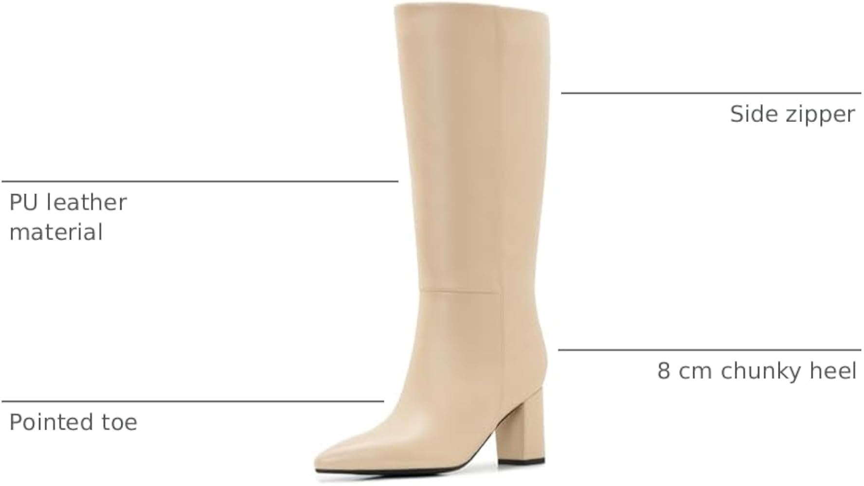 Amazon.com | Aizhenzm Apricot Wide Calf Knee High Boots For Women