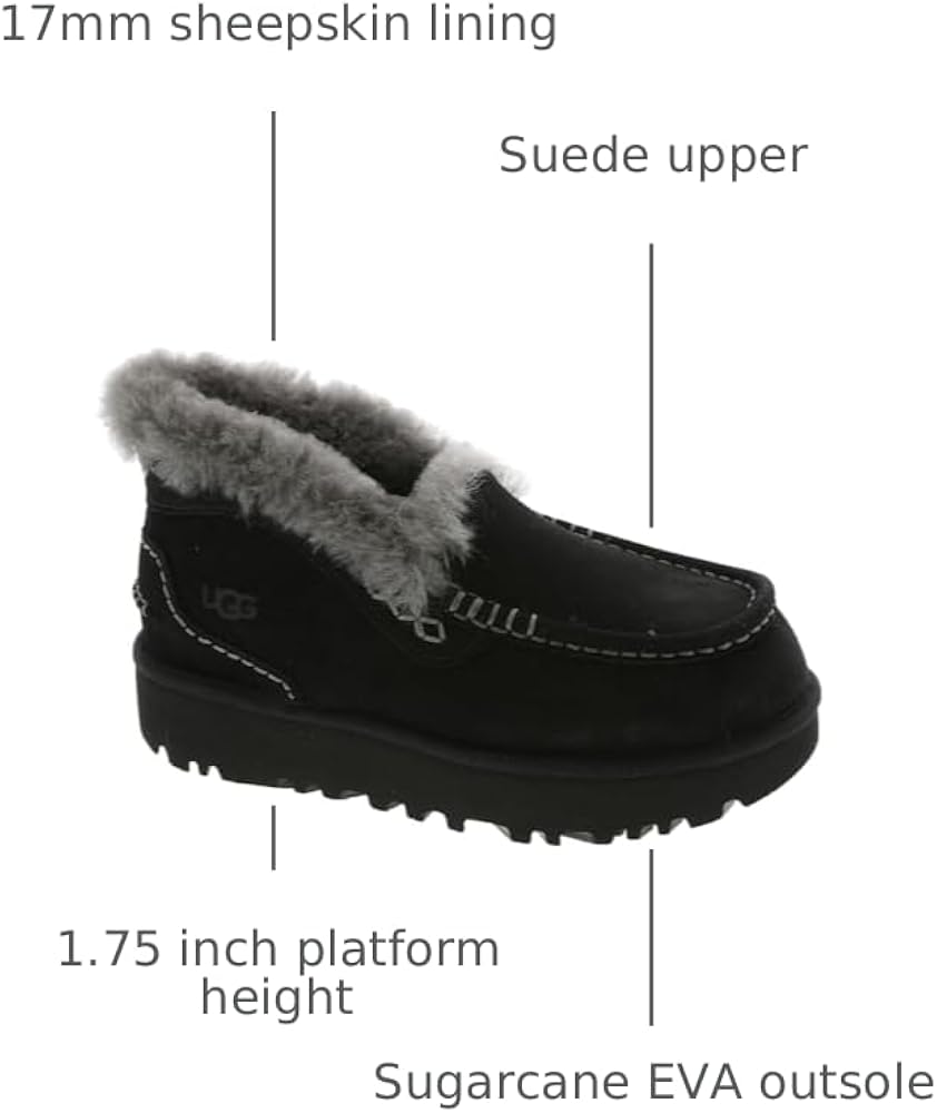 Amazon.com | UGG Women's Ansley Parc Slipper, Black, 7 | Slippers