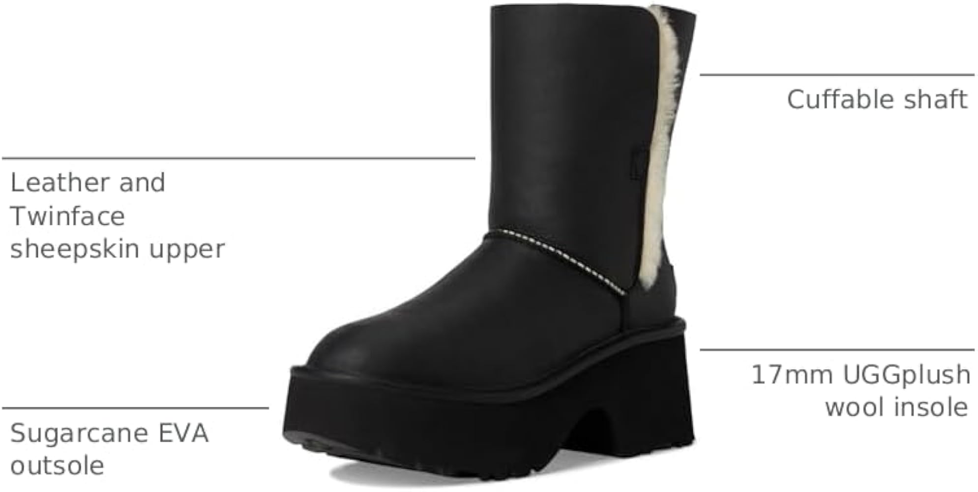Amazon.com | UGG Women's Esmee Leather Boot Boot, Black, 8 | Ankle
