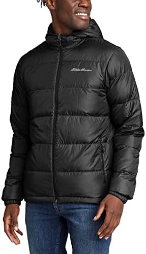Eddie Bauer Men s Hooded Down Jacket (S, Black) : Amazon.com.tr: Moda