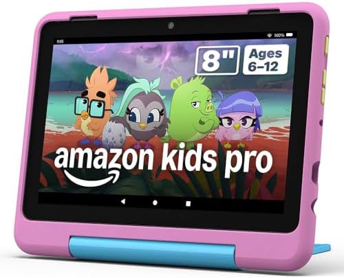Amazon Fire HD 8 Kids tablet, includes slim case for ages 6-12, ad