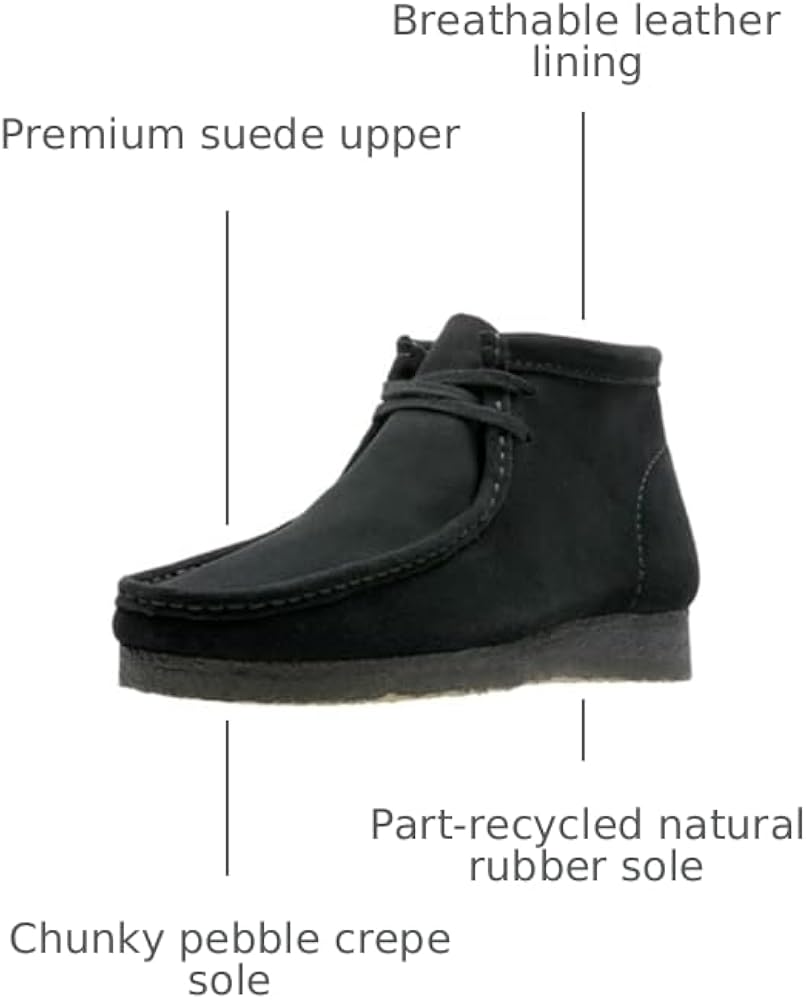 Amazon.com | Clarks Originals Men's Wallabee Boot, Black Suede, 7