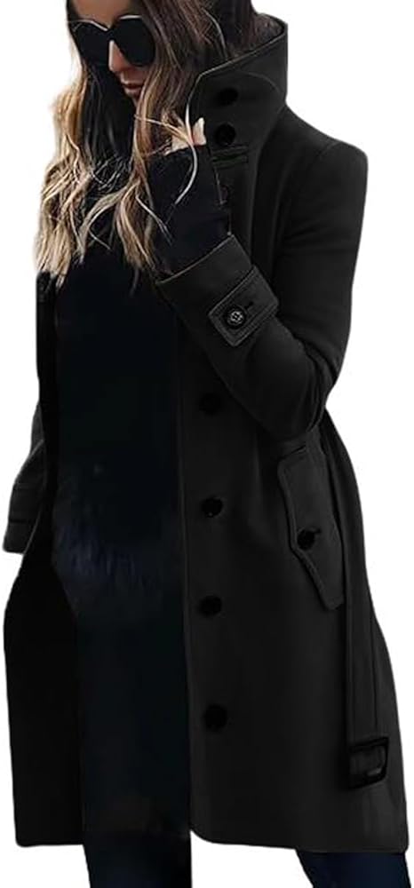 Amazon.com: chouyatou Women's Single Breasted Stand Collar Wool