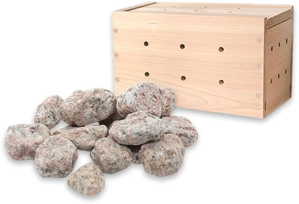 Amazon | 梅研本舗 薬石温浴セット ラジウム 4kg ひのき箱 すぐに