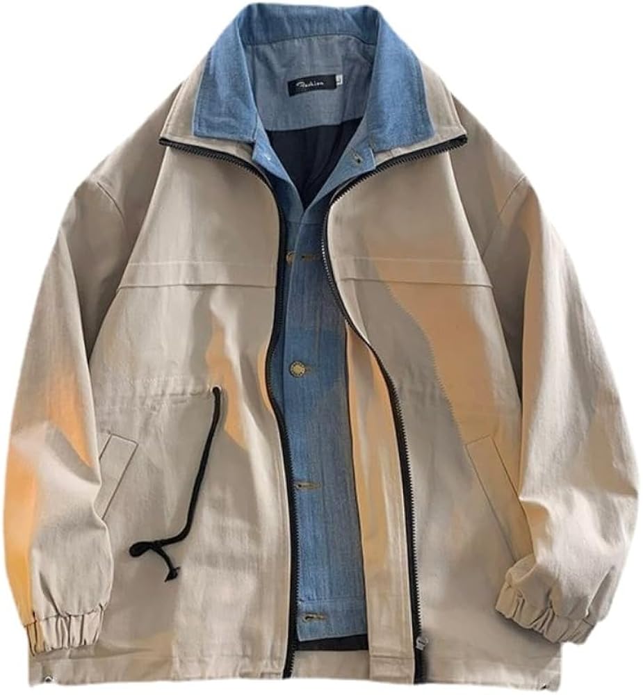 Hesaco Unisex Varsity Jacket, Layered Look Winter Jackets for Men