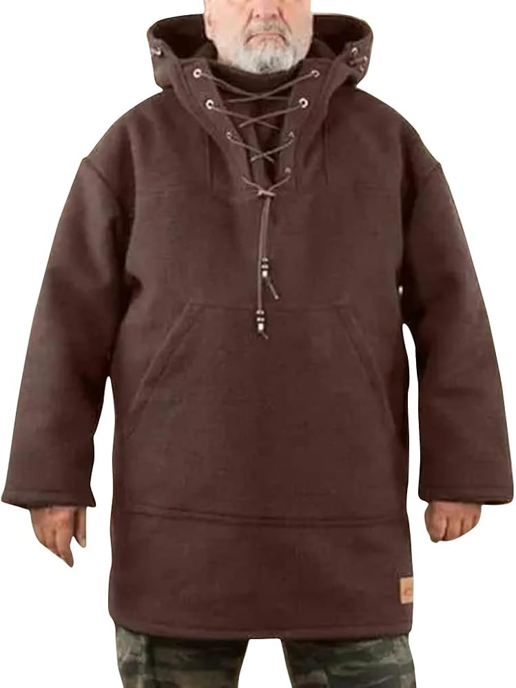 Cydmoty Men's Wool Heavy Coat, Men's Woolen Heavy Coat Pullover
