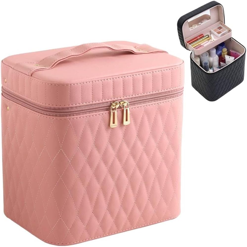 Amazon.co.jp: SUGGEST メイクボックス 鏡付き 大容量 選べるカラー 24