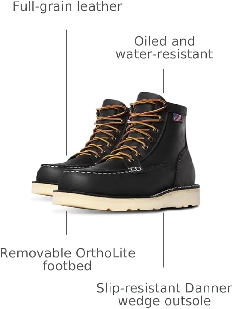 Amazon.com | Danner 6” Bull Run Moc Toe Work Boots for Men - Oiled