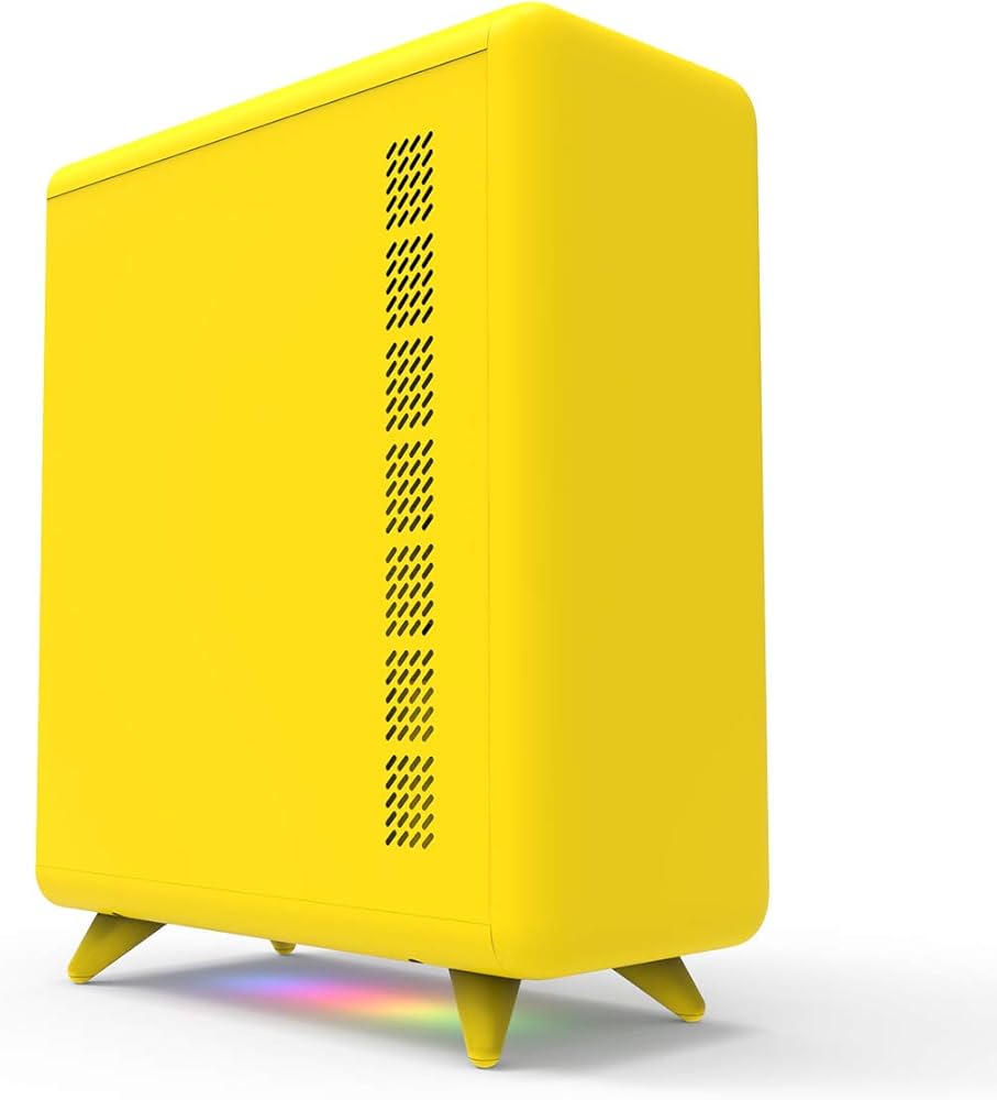GOLDEN FIELD Q3056-Y Mini ITX Yellow PC Case Small Size Yellow